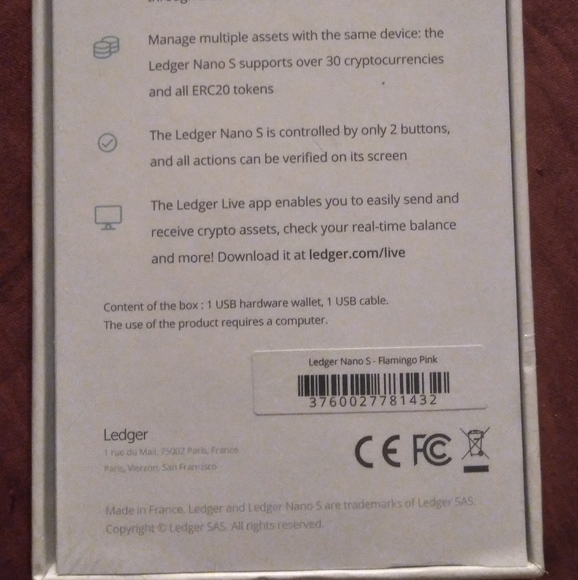 Ledger Nano S Flamingo Pink bitcoin wallet - Picture 2 of 2